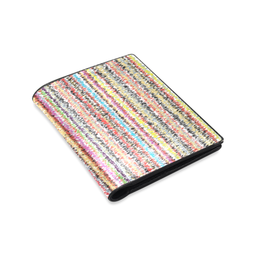 Patterns of colorful lines Men's Leather Wallet (Model 1612)