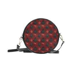 Black and Red Casino Poker Card Shapes on Wine Round Sling Bag (Model 1647)