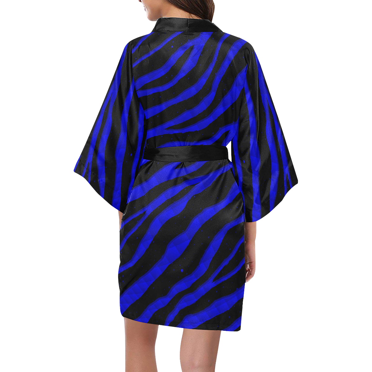 Ripped SpaceTime Stripes - Blue Kimono Robe