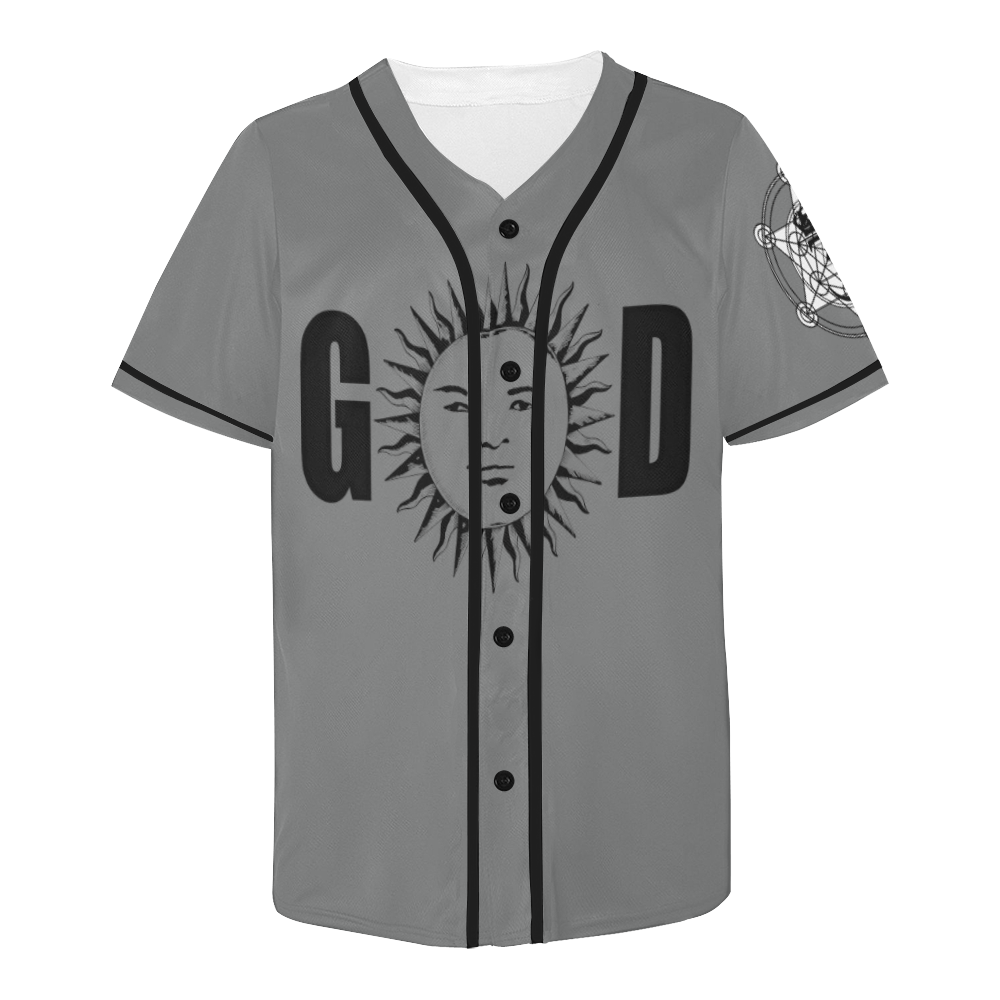 GOD Baseball Jersey Grey All Over Print Baseball Jersey for Men (Model T50)