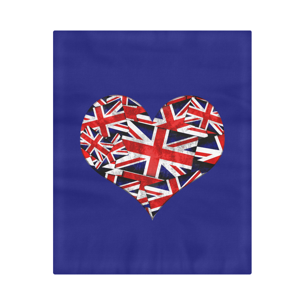 Union Jack British UK Flag Heart on Blue Duvet Cover 86"x70" ( All-over-print)