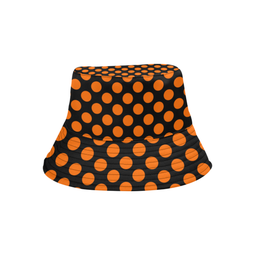 Orange Polka Dots on Black All Over Print Bucket Hat