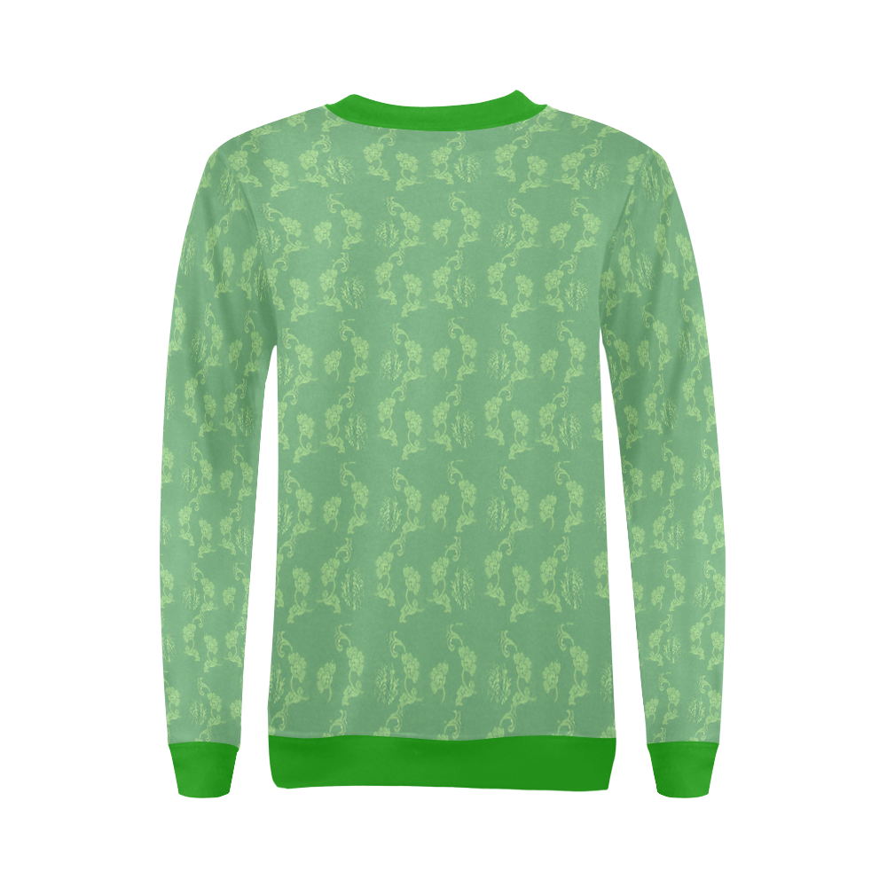 trendy female top L green All Over Print Crewneck Sweatshirt for Women (Model H18)