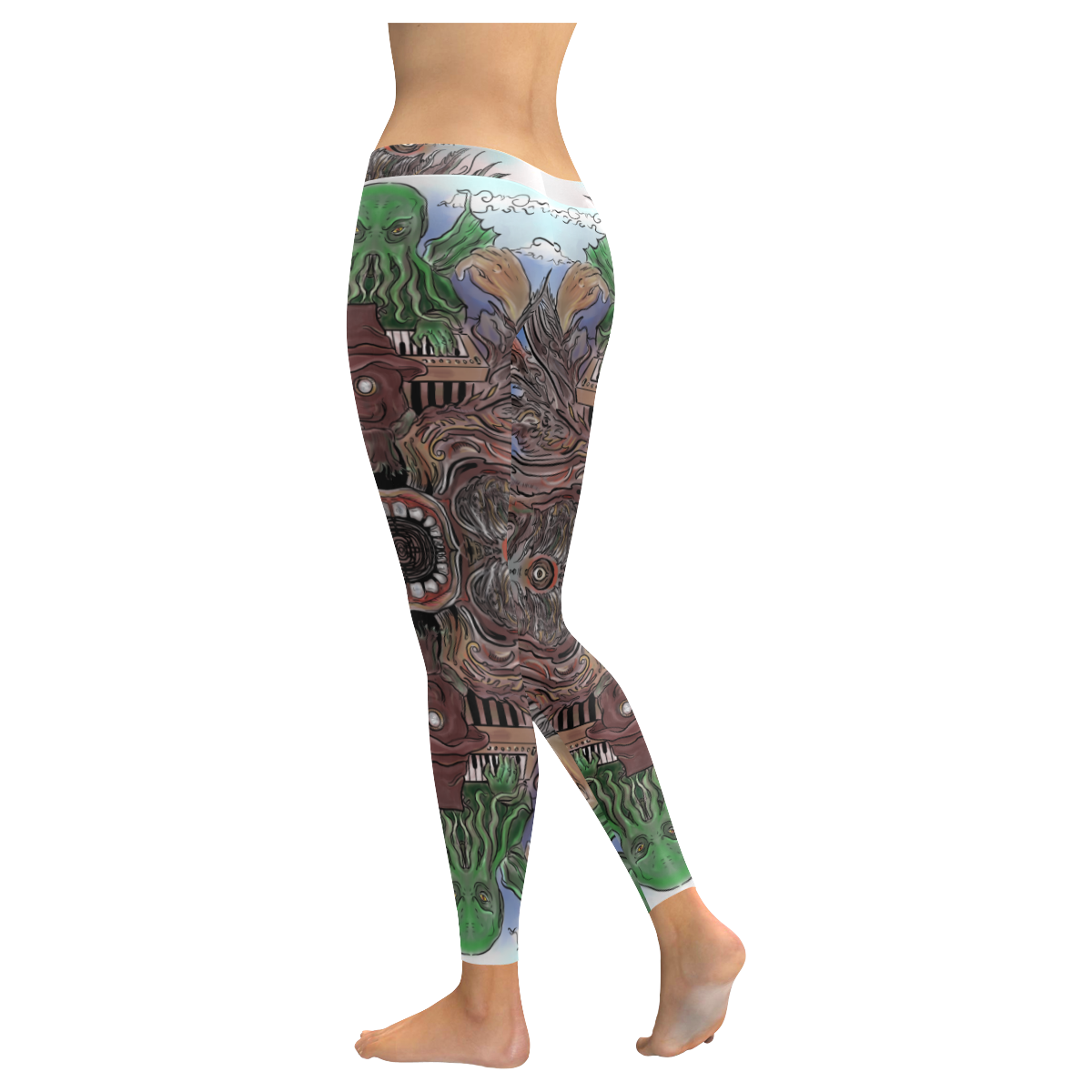 Synthesiser Cthulhu Women's Low Rise Leggings (Invisible Stitch) (Model L05)