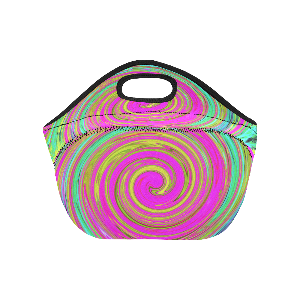 Groovy Abstract Pink Swirl Neoprene Lunch Bag/Small (Model 1669)