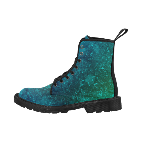 Blue and Green Abstract Martin Boots for Men (Black) (Model 1203H)
