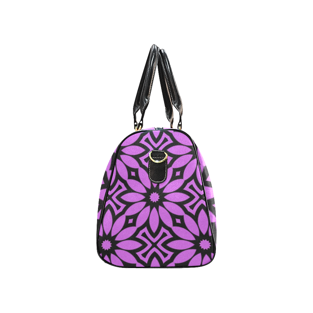 Purple/Black Flowery Pattern New Waterproof Travel Bag/Large (Model 1639)