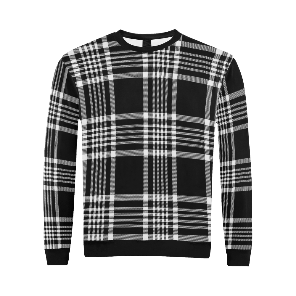 stripe bw All Over Print Crewneck Sweatshirt for Men/Large (Model H18)