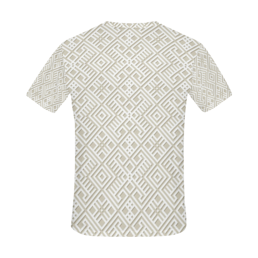 White 3D Geometric Pattern All Over Print T-Shirt for Men (USA Size) (Model T40)