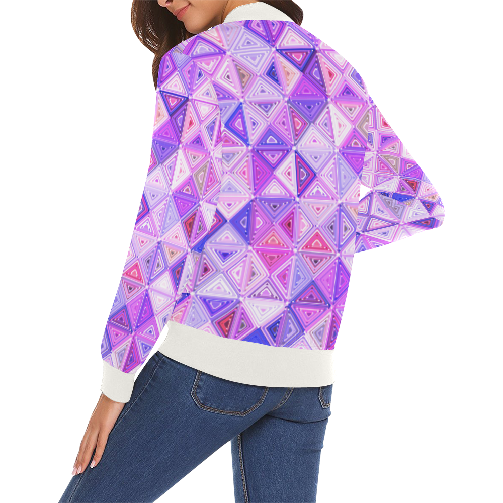 Colorful Geometric Pattern All Over Print Bomber Jacket for Women (Model H19)