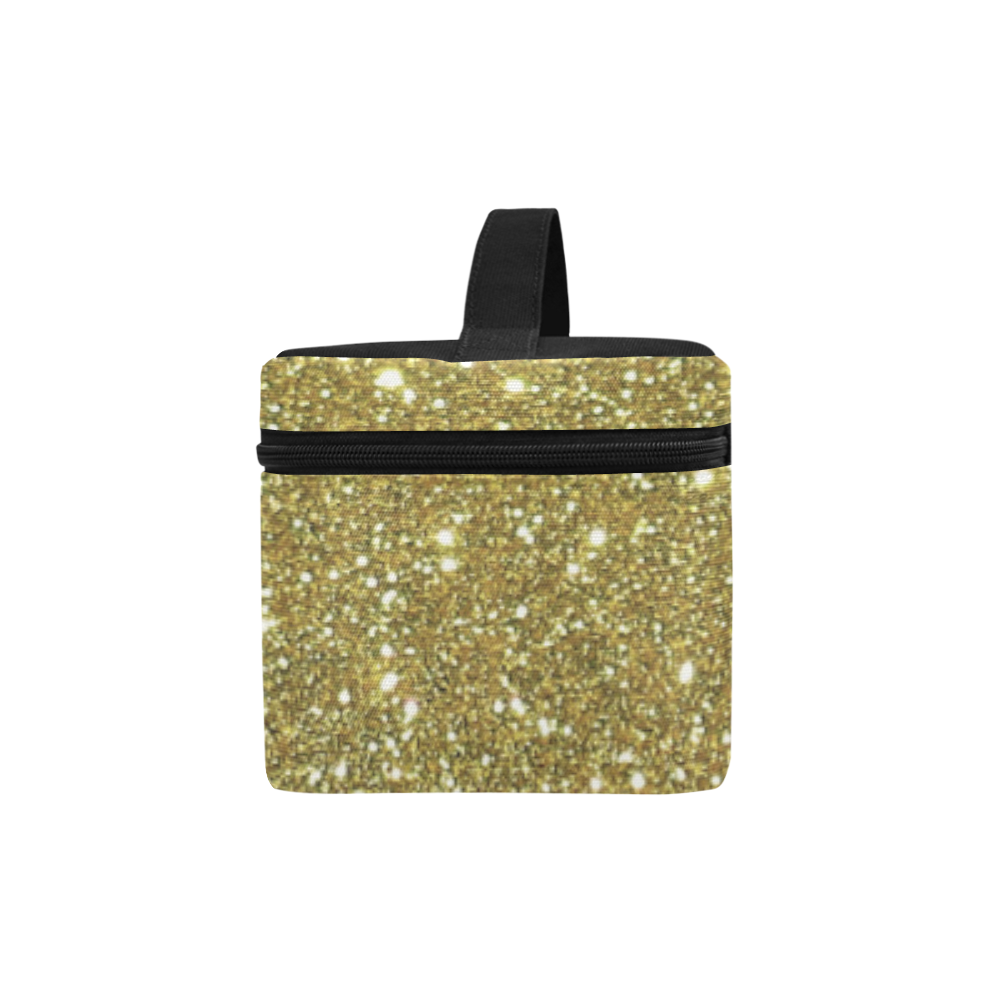 "gold glitter" Cosmetic Bag/Large (Model 1658)