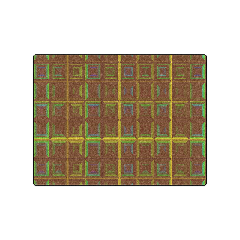 Golden brown multicolored multiple squares Blanket 50"x60"