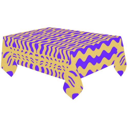 Purple Yellow Modern  Waves Lines Cotton Linen Tablecloth 60"x120"