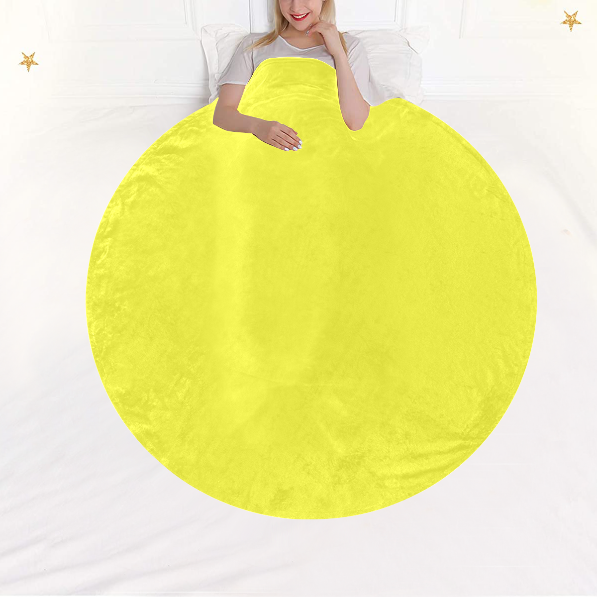 color maximum yellow Circular Ultra-Soft Micro Fleece Blanket 60"