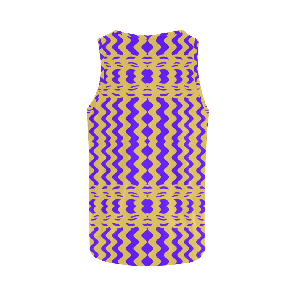 Purple Yellow Modern  Waves Lines All Over Print Tank Top for Women (Model T43)