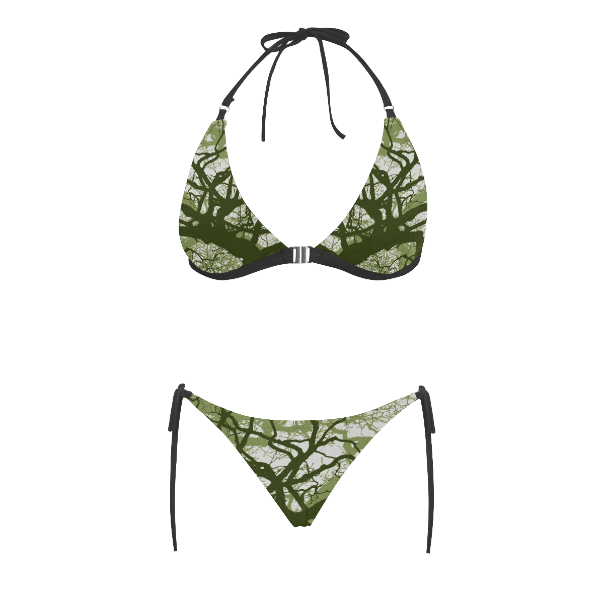 INTO THE FOREST 11 Buckle Front Halter Bikini Swimsuit (Model S08)