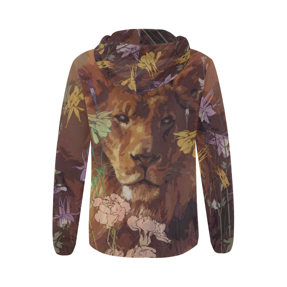 African lion All Over Print Full Zip Hoodie for Women (Model H14)
