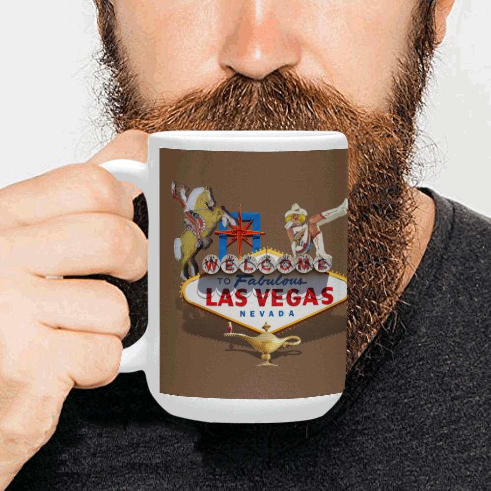 Las Vegas Welcome Sign on Brown Custom Ceramic Mug (15OZ)