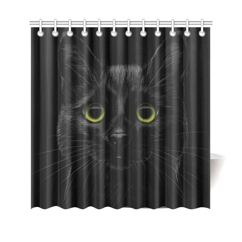 Black Cat Shower Curtain 69"x70"
