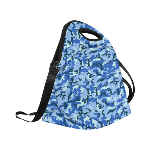 Woodland Blue Camouflage Neoprene Lunch Bag/Large (Model 1669)