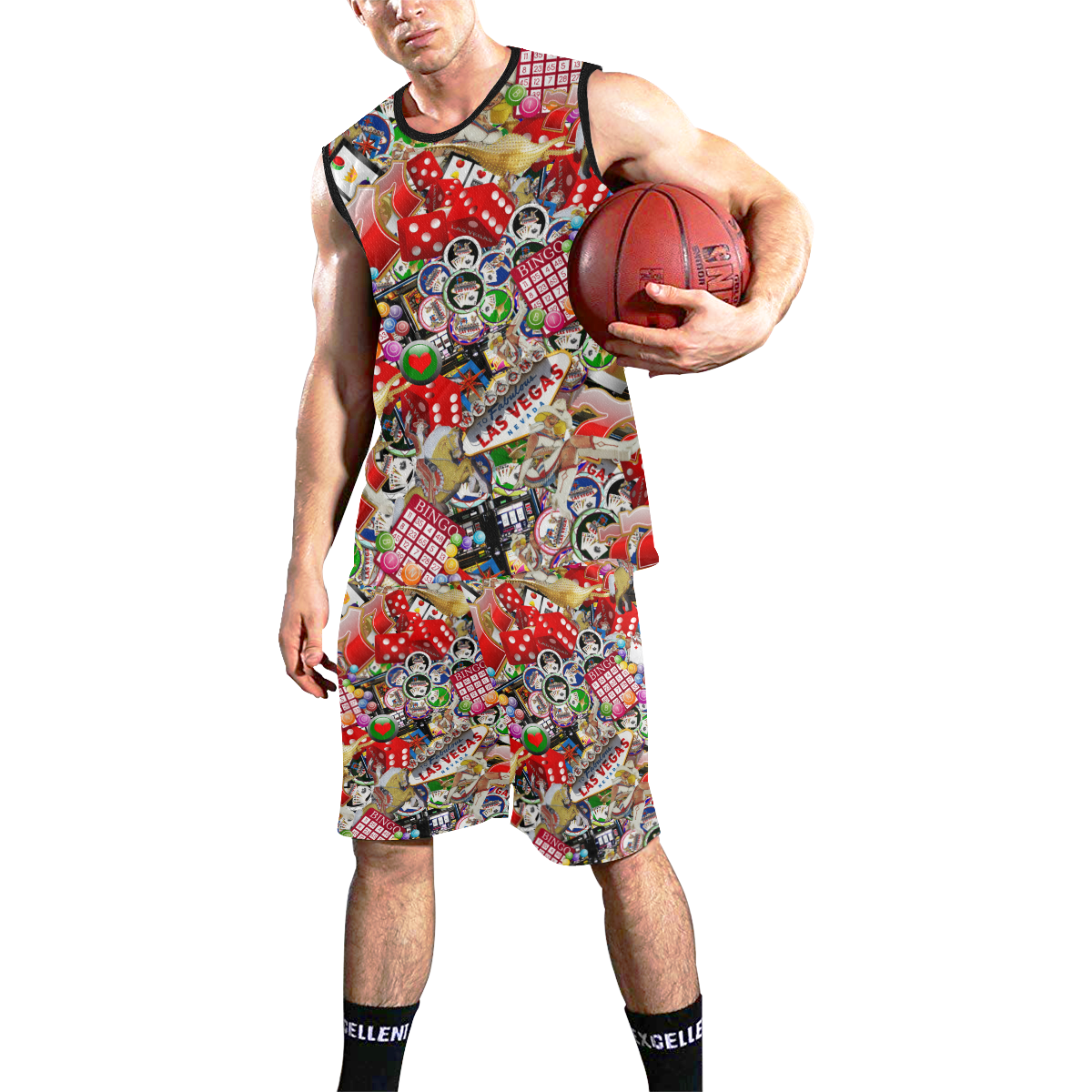 Gamblers Delight - Las Vegas Icons All Over Print Basketball Uniform