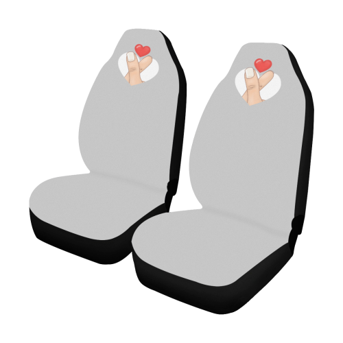 Red Heart Fingers on Silver Car Seat Covers (Set of 2)