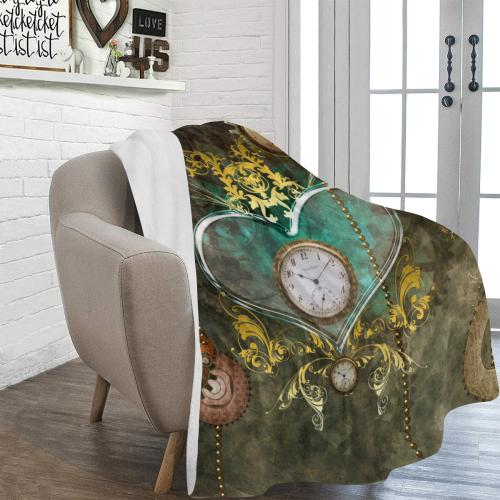 Steampunk, elegant design with heart Ultra-Soft Micro Fleece Blanket 54''x70''