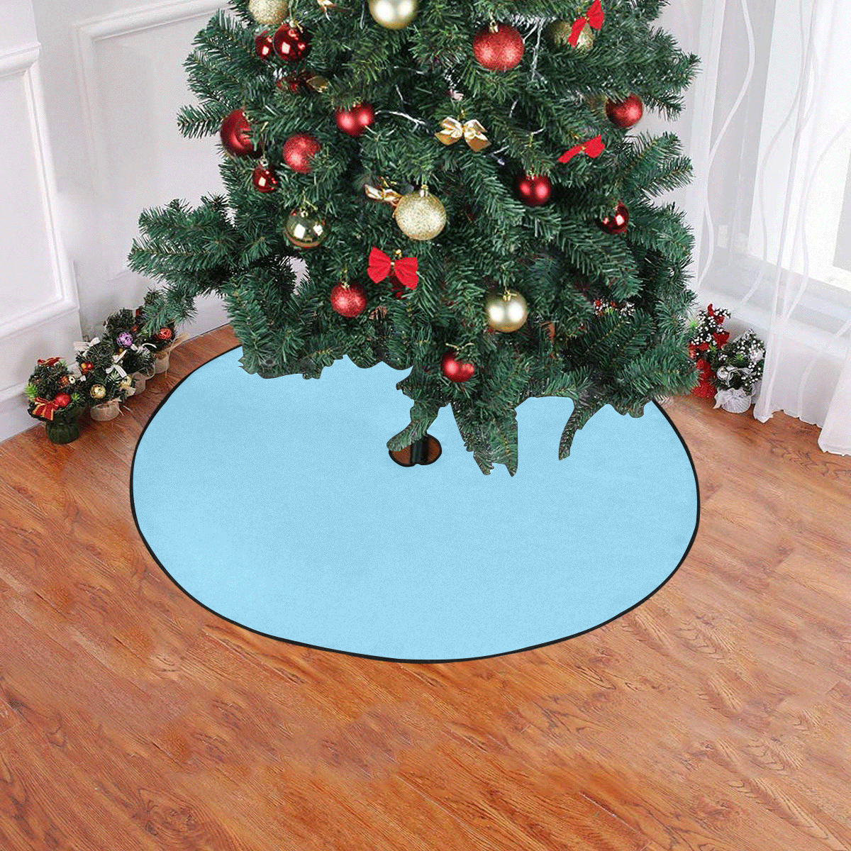 color baby blue Christmas Tree Skirt 47" x 47"