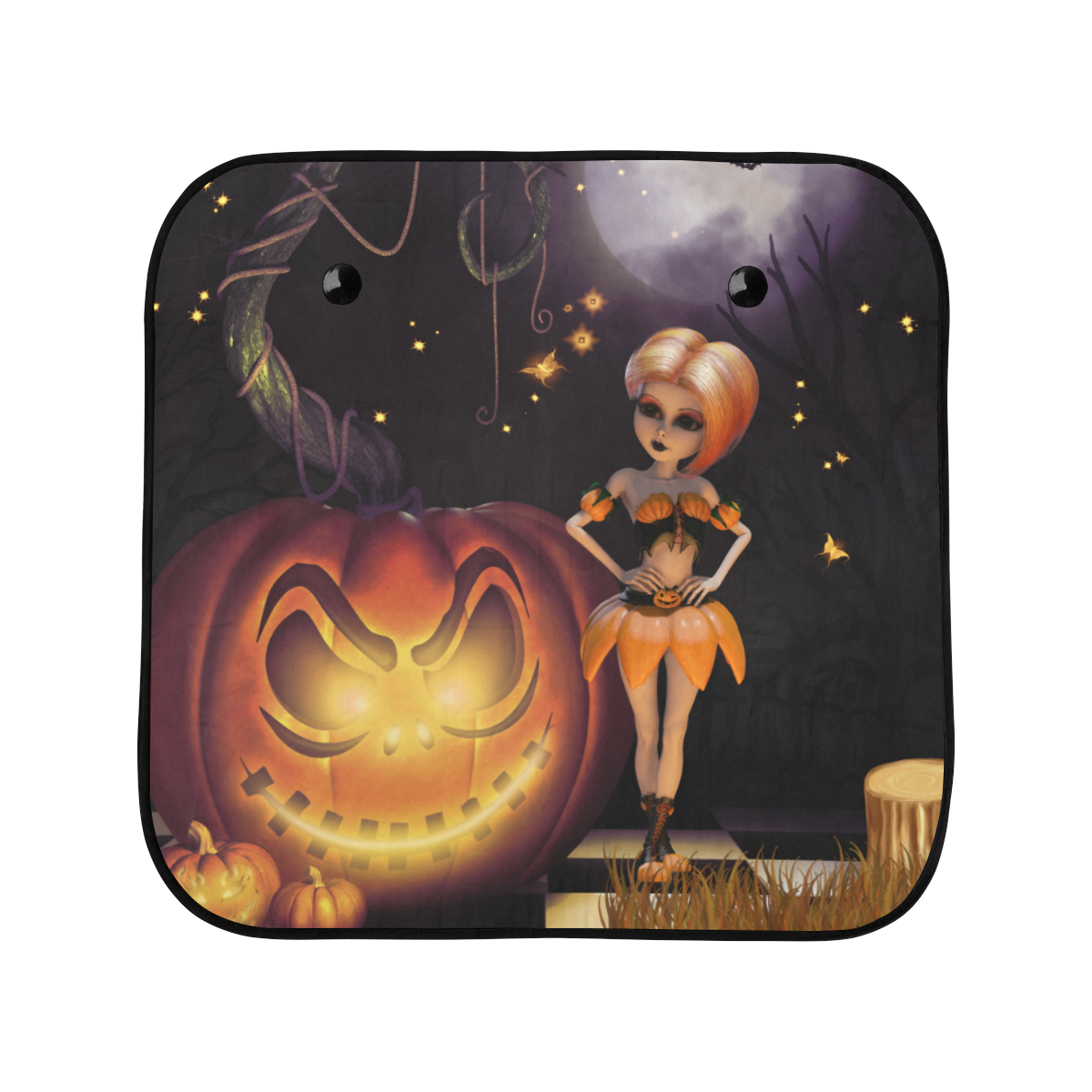 Halloween, girl with pumpkin Car Sun Shade 28"x28"x2pcs