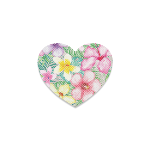 Hawaiian Flowers II Heart Coaster