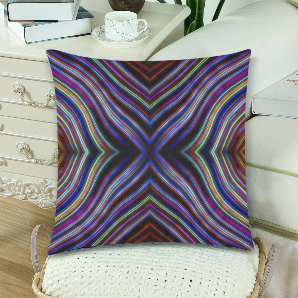 Wild Wavy X Lines 35 Custom Zippered Pillow Cases 18"x 18" (Twin Sides) (Set of 2)