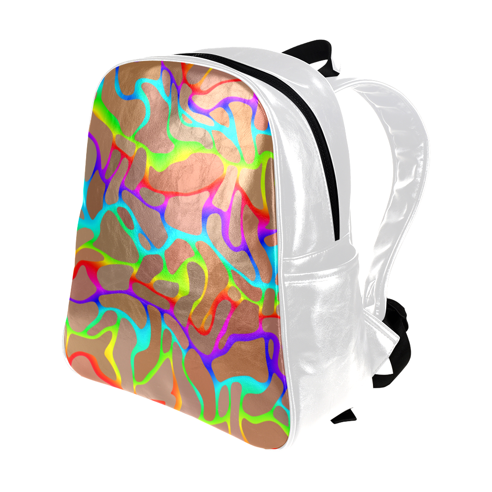 Colorful wavy shapes Multi-Pockets Backpack (Model 1636)