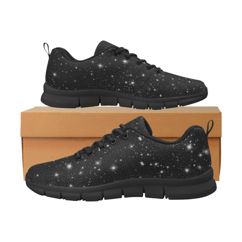 Stars in the Universe (Black) Men's Breathable Running Shoes (Model 055)