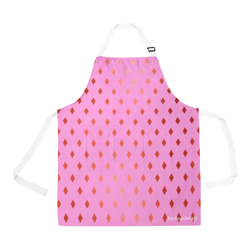 Fairlings Delight Royal Collection- Bubble Gum Pink Golden Red Diamonds 53086 All Over Print Apron All Over Print Apron