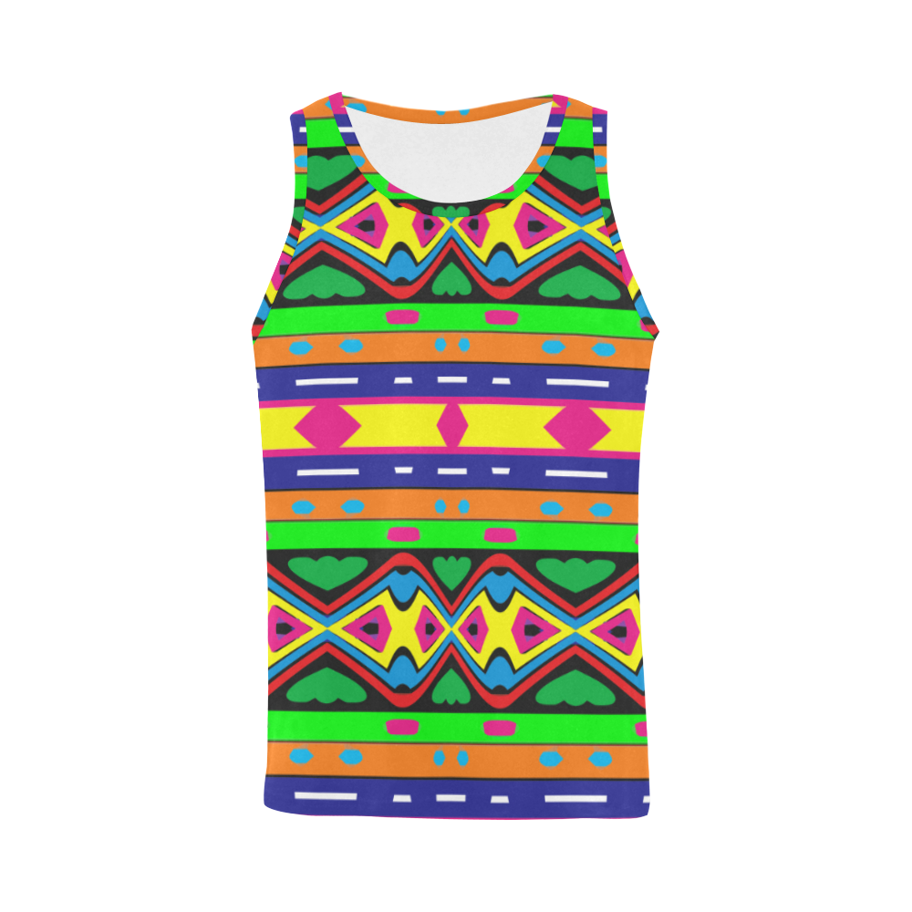 Distorted colorful shapes and stripes All Over Print Tank Top for Men (Model T43)