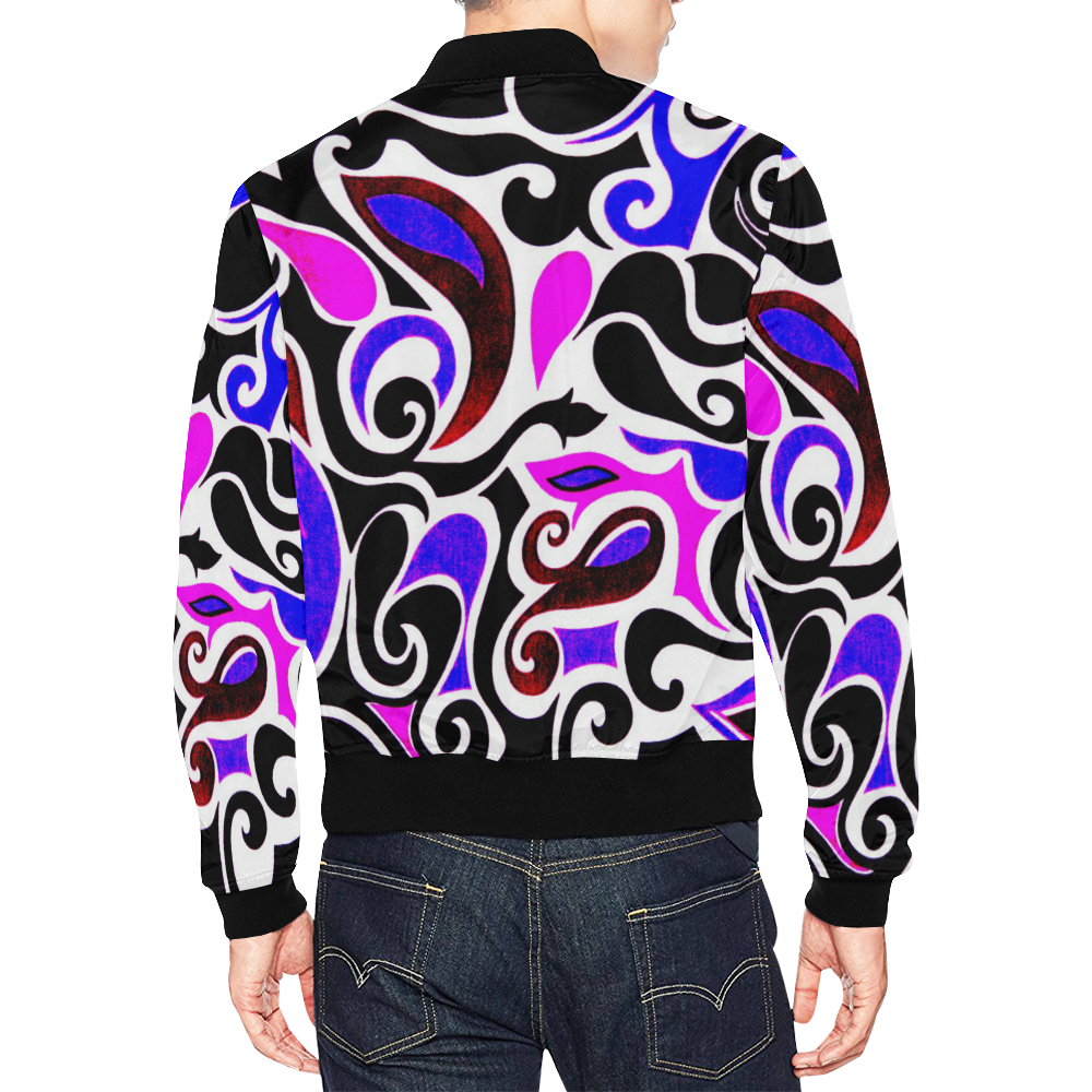 retro swirl abstract doodle All Over Print Bomber Jacket for Men/Large Size (Model H19)