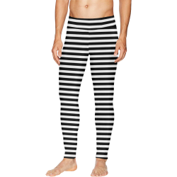 Black and White Stripes Men's All Over Print Leggings (Model L38)