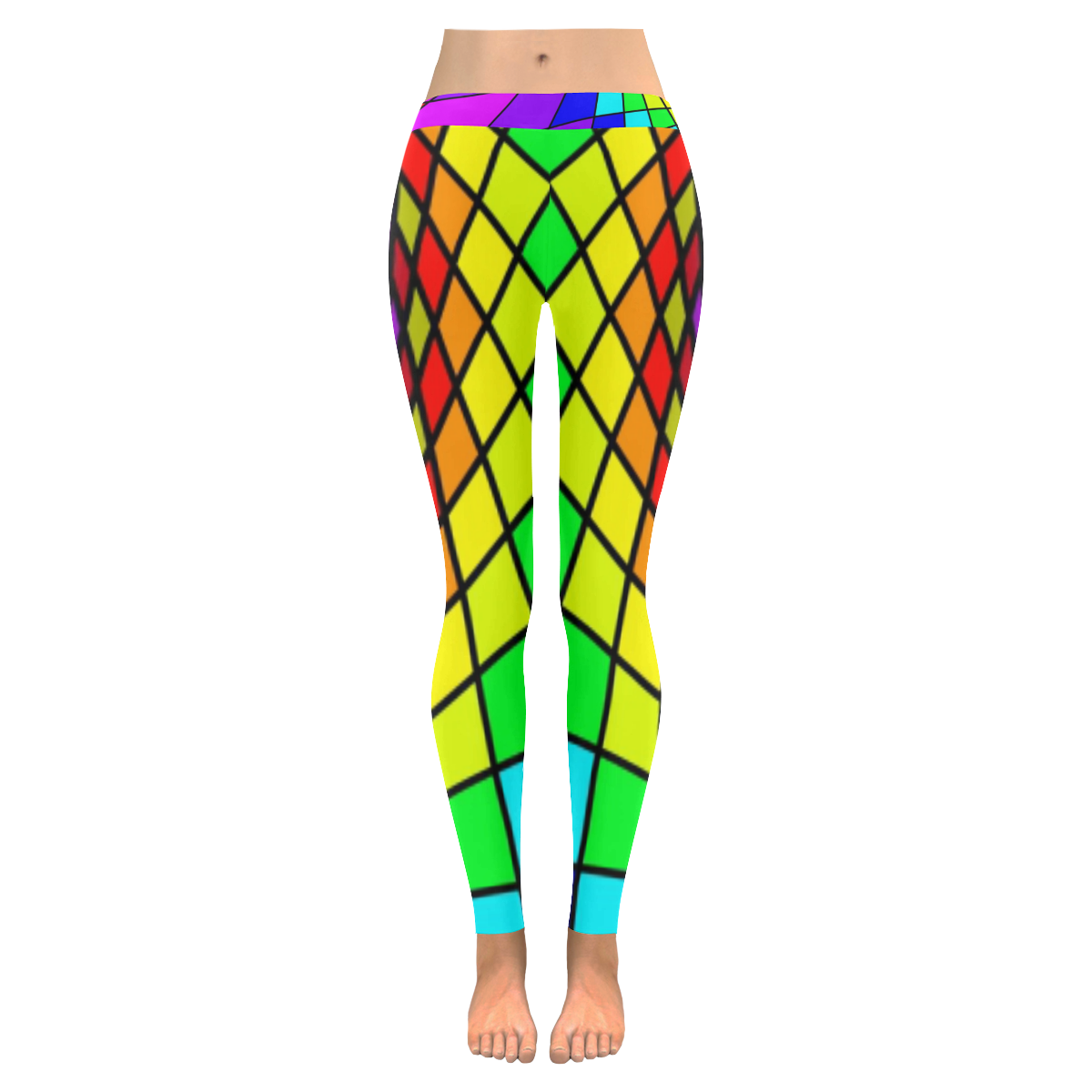 Mandala rainbow Women's Low Rise Leggings (Invisible Stitch) (Model L05)