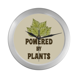 Powered by Plants (vegan) Silver Color Wall Clock