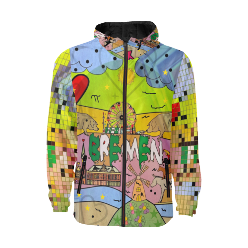 Bremen Popart by Nico Bielow All Over Print Quilted Windbreaker for Men (Model H35)