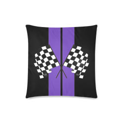 Race Car Stripe, Checkered Flag, Black and Purple Custom Zippered Pillow Case 18"x18"(Twin Sides)