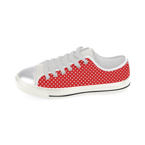 Red polka dots Women's Classic Canvas Shoes (Model 018)