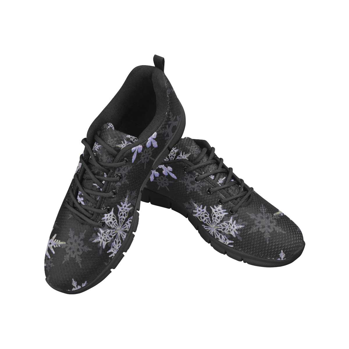 Snowflakes Blue Purple Women's Breathable Running Shoes (Model 055)