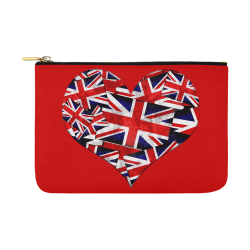 Union Jack British UK Flag Heart Red Carry-All Pouch 12.5''x8.5''