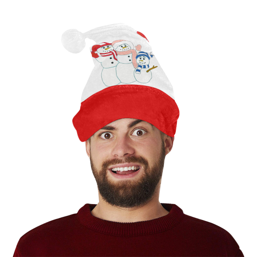 Snowman Family White/Red Santa Hat