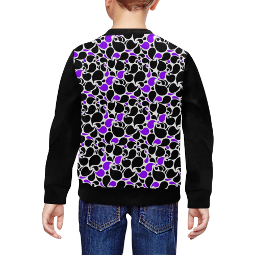 purple black paisley All Over Print Crewneck Sweatshirt for Kids (Model H29)