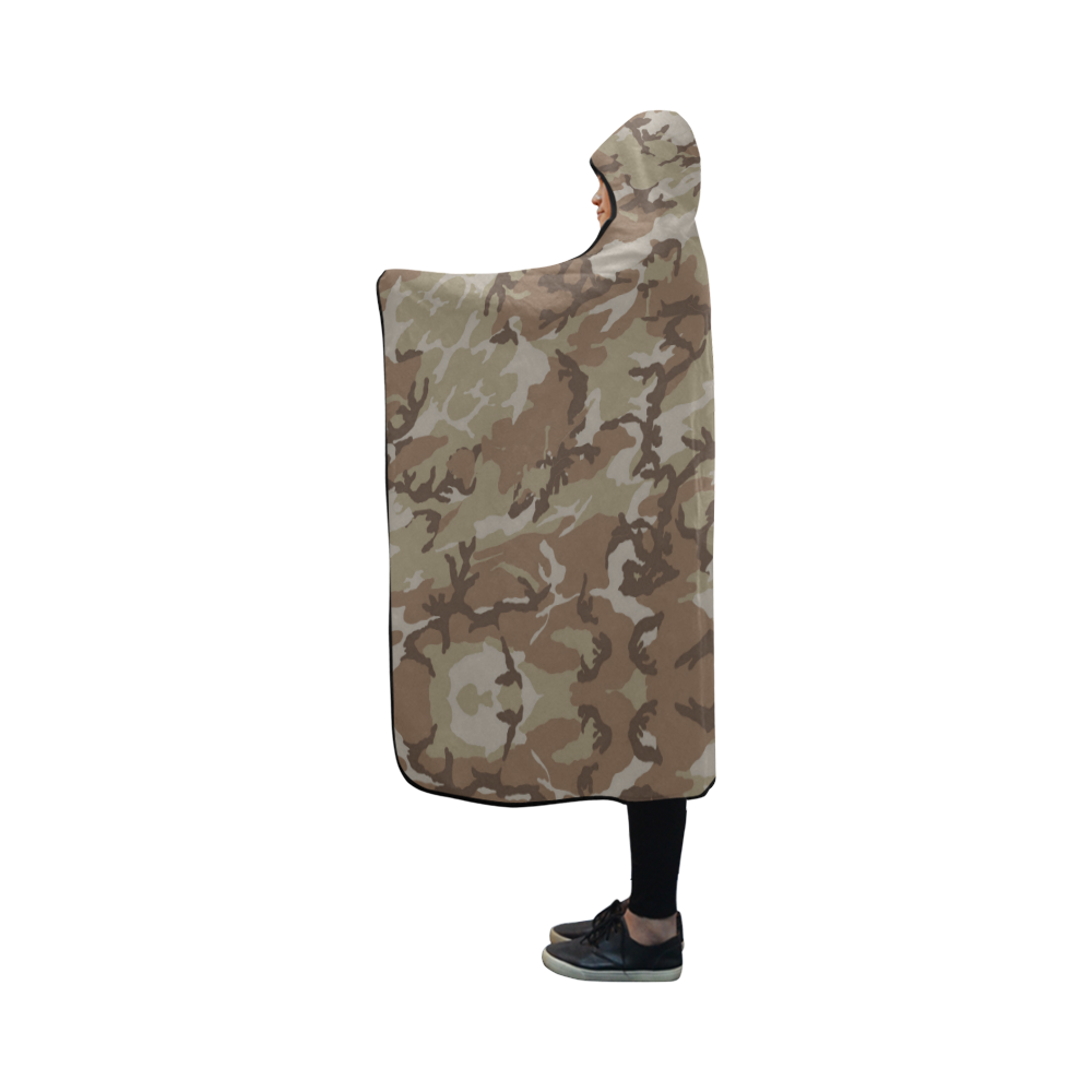 Woodland Desert Brown Camouflage Hooded Blanket 50''x40''