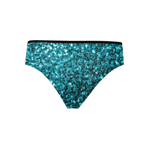 Beautiful Aqua blue glitter sparkles Women's Hipster Panties (Model L33)