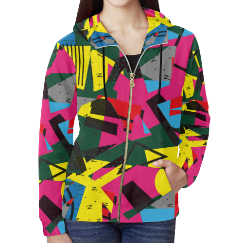 Crolorful shapes All Over Print Full Zip Hoodie for Women (Model H14)