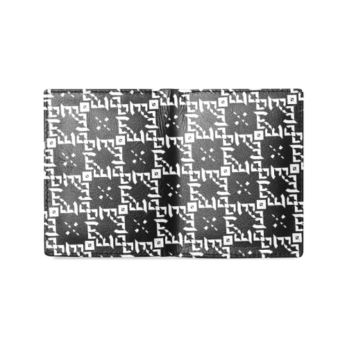 Bjorlie B Monogram Diamante Pattern (Black/White) Men's Leather Wallet (Model 1612)
